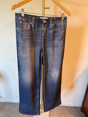 Mila Rosabella Jeans Women's Large Blue Denim Relaxed Fit Whiskered Straight Leg